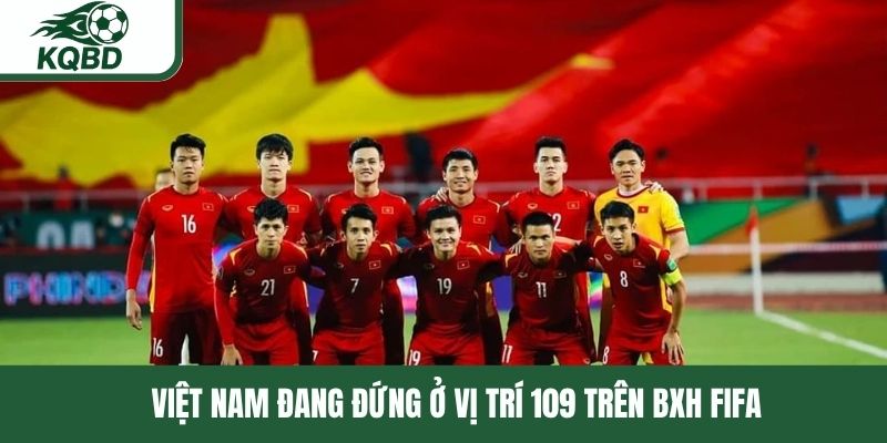Việt Nam đang đứng ở vị trí 109 trên BXH FIFA